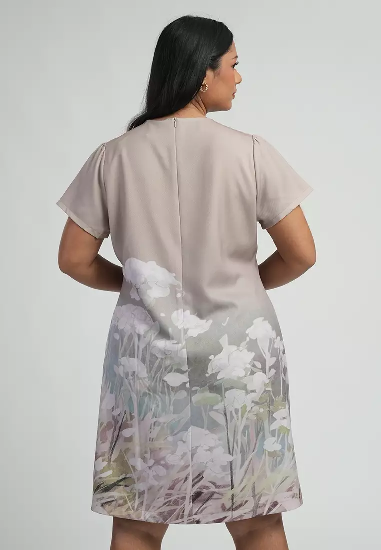 Milly Plus Size Sofella Abstract Floral Border Shift Dress