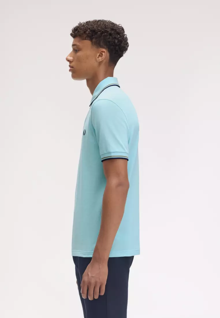 Fred Perry M3600 Twin Tipped Fred Perry Shirt (Mint Blue / Olive Mint / French Navy)