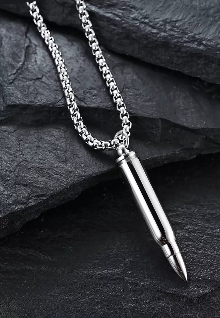 50mm Bullet Shaped Cross Cremation Urn Necklace In Stainless Steel Cremation Urn - Foto 8