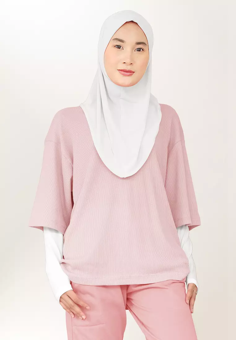 Zelena - Tavia Waffle Tshirt Pocket | Kaos Wanita Pria Olahraga Basic - Rose Mist