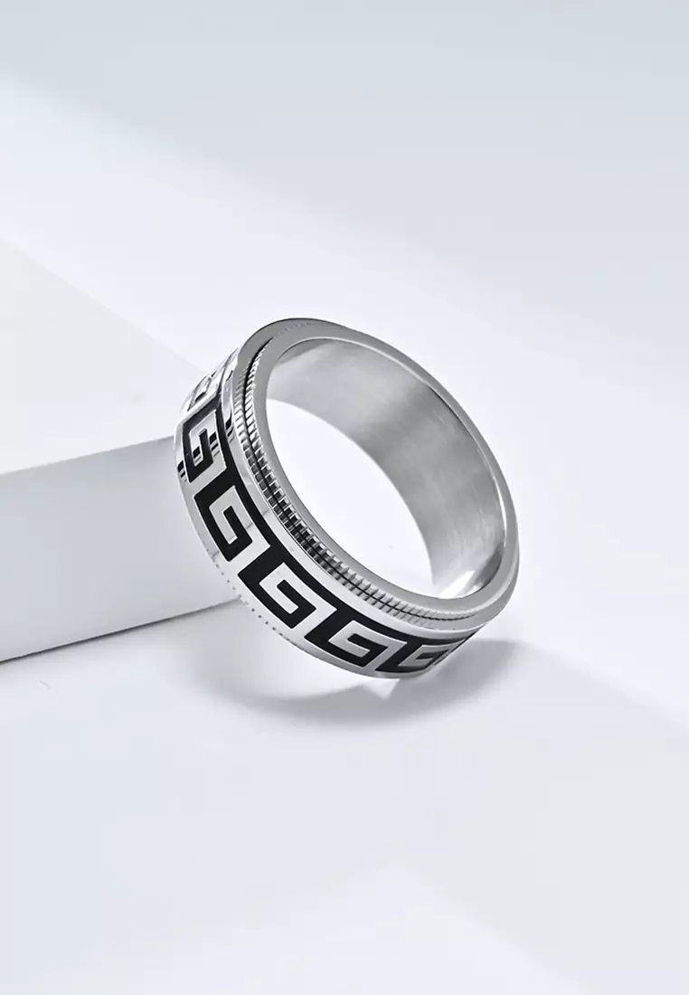 Titanium Steel Rotatable Design Pattern Ring JW QF-JZ964