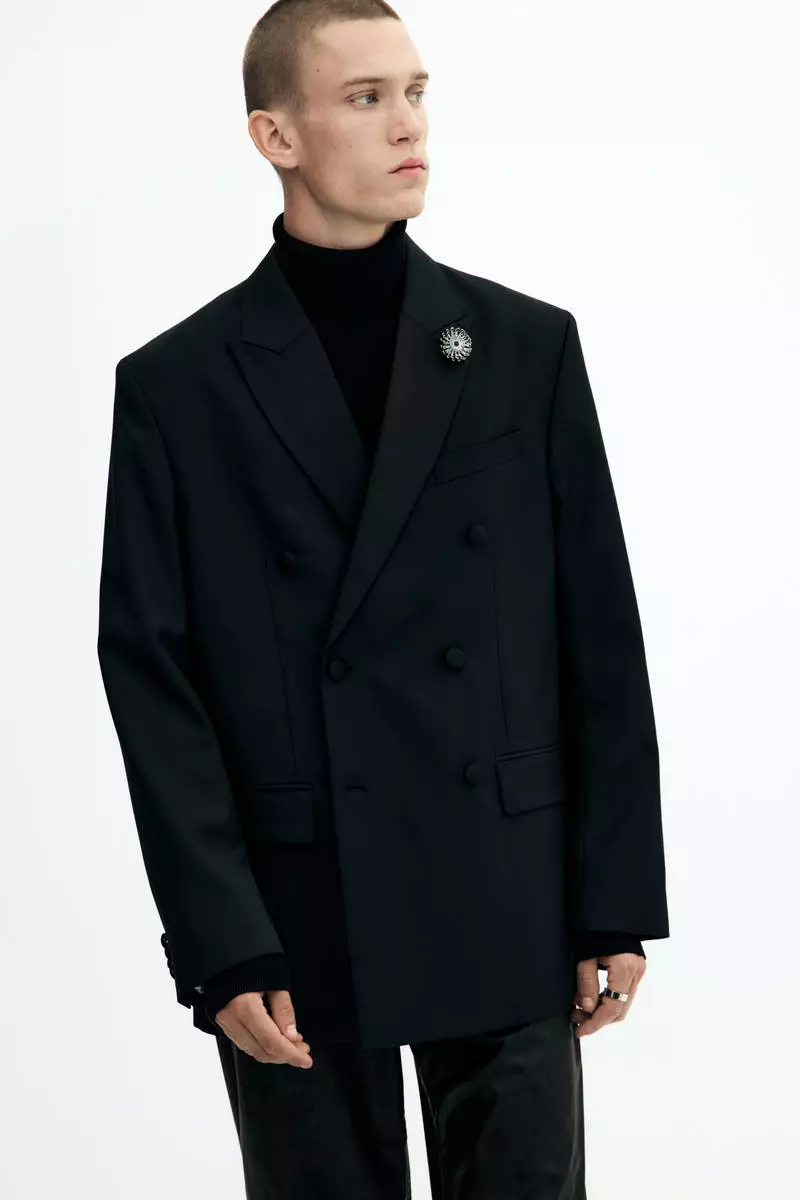 Relaxed Fit Wool-blend tuxedo jacket