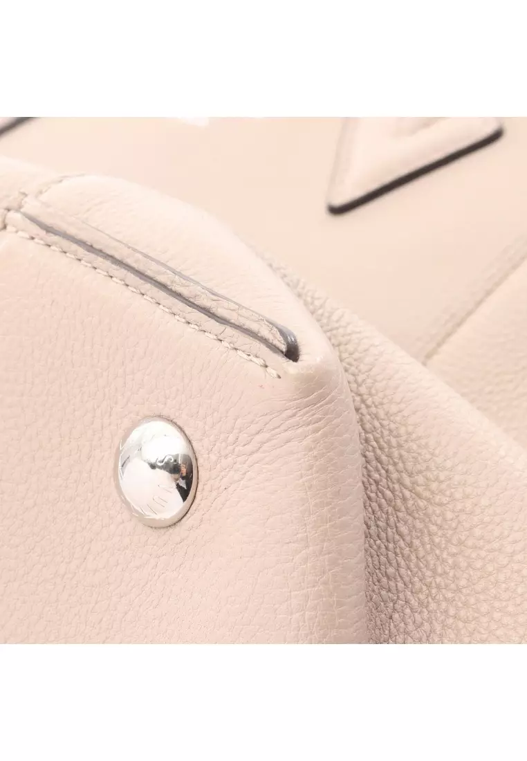 Pre-Loved Louis Vuitton Lockit PM parnassea Carré 2WAY Handbag Veau Cachemire Leather Gray beige