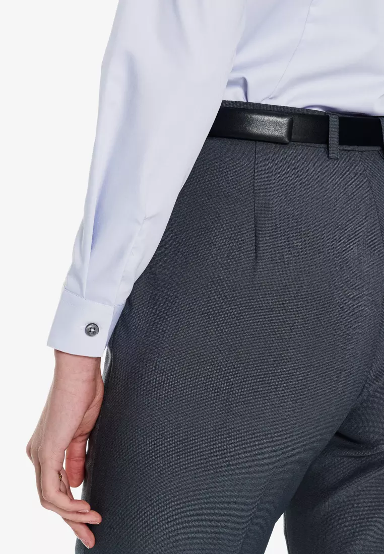 Light Grey Point Collar Slim Fit Shirt