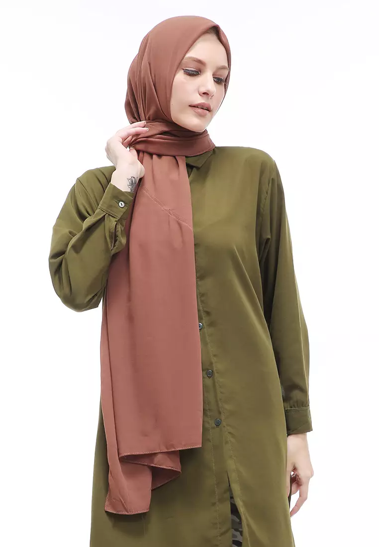 Sakilah Hijab Pashmina Ceruty Baby Doll Wanita Polos Relaxed Fit - Nauget