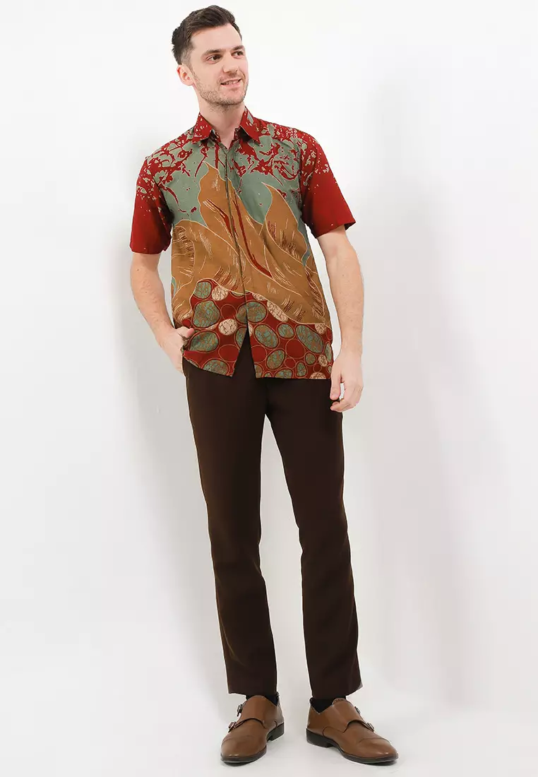 Batu Kemeja Batik Premium Pria Casual Modern Lengan Pendek