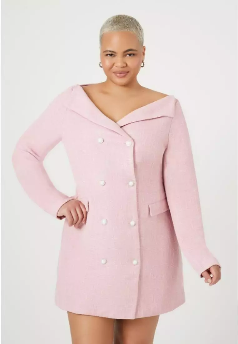 Plus size sale double breasted dress