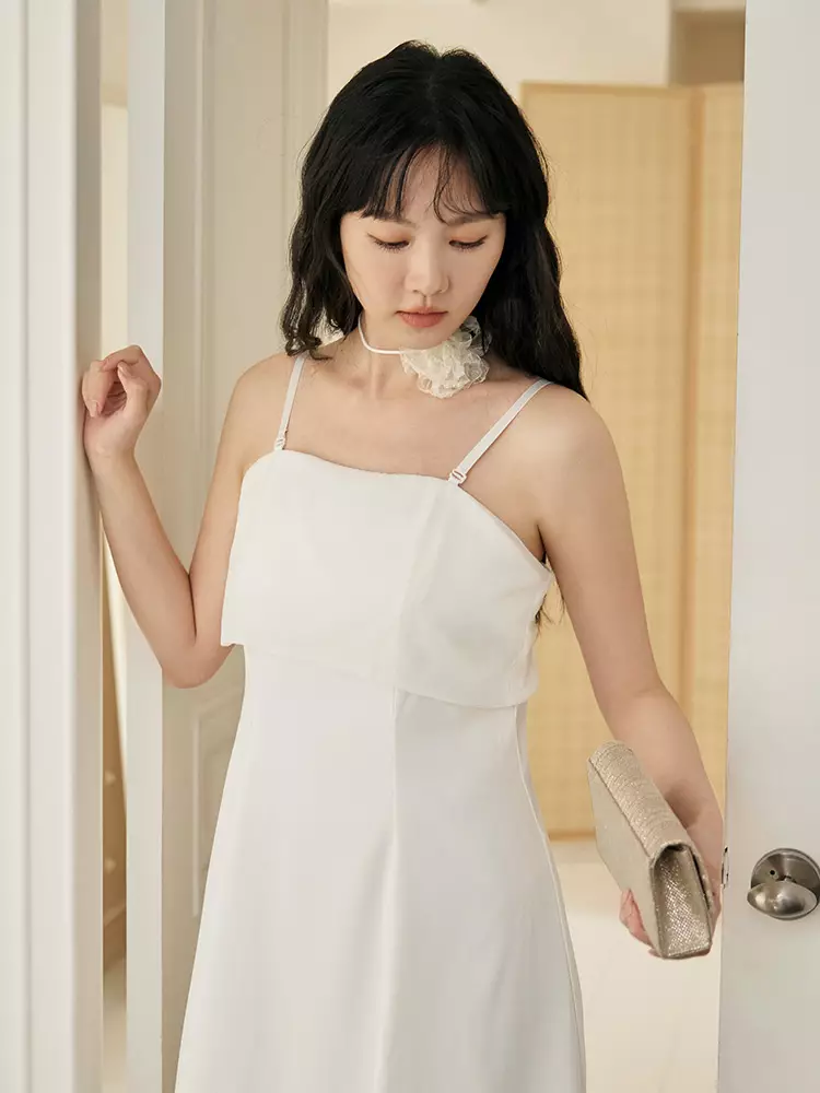 Thin Strap Straight Neckline A-Line Mini Dress [DA10066]