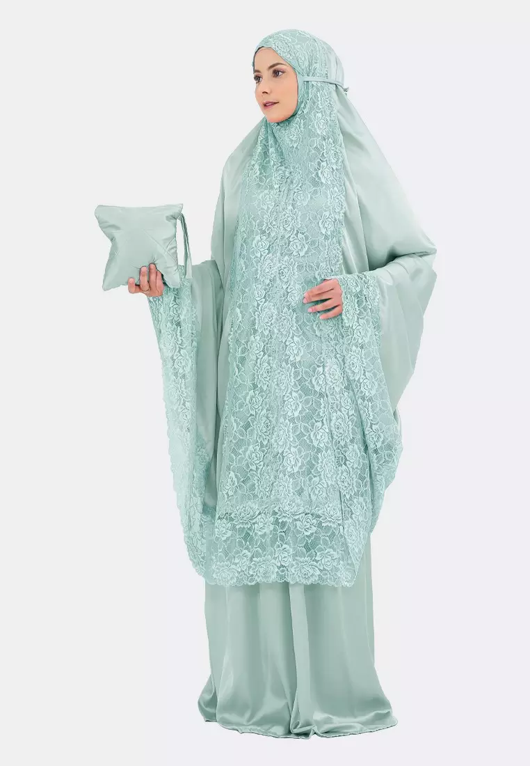 Cotton Bee - Syerin Lace Prayer Set | Mukena Renda | Mukena Dewasa - Misty Jade