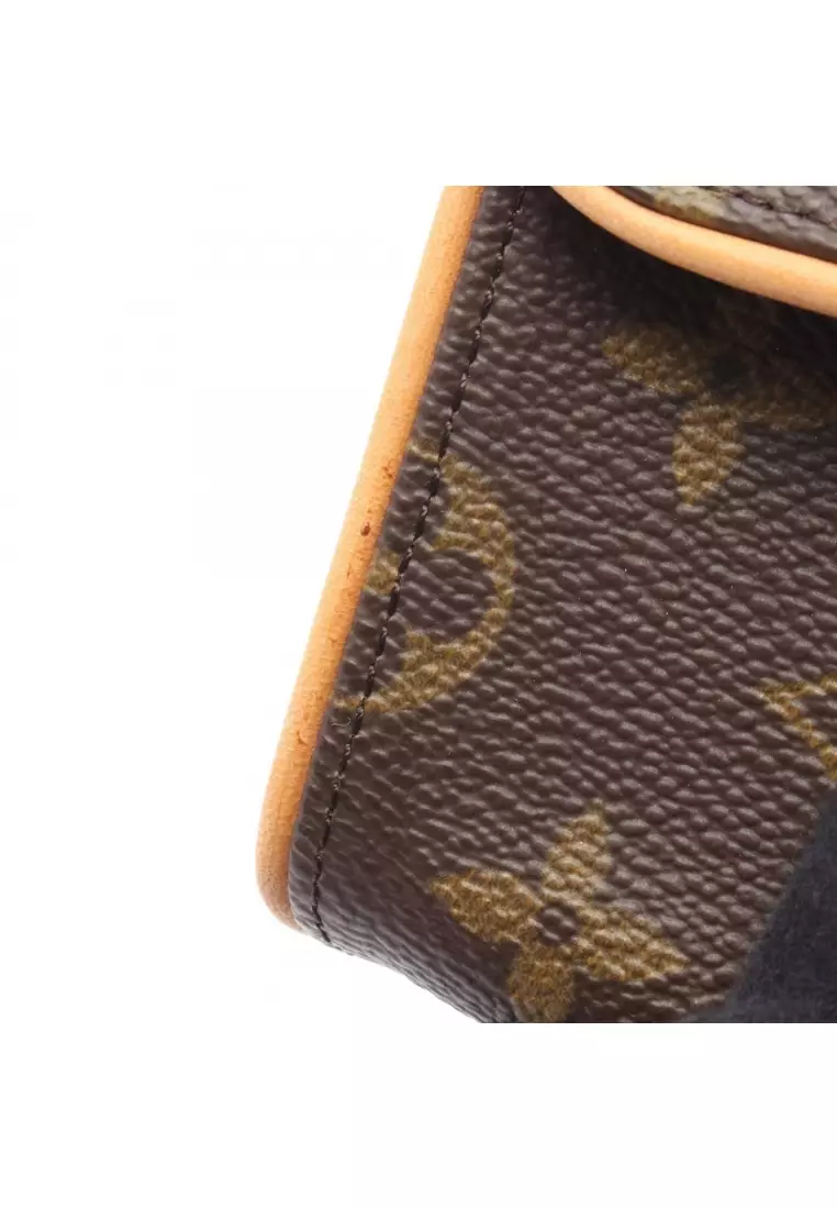 Pre-Loved Louis Vuitton Pochette Florentine monogram body bag waist bag PVC leather Brown With Button Press(L)