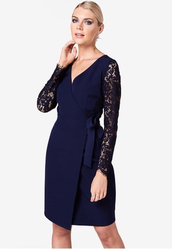 Buy Paper Dolls Lace Sleeve Wrap Dress Online Zalora Malaysia