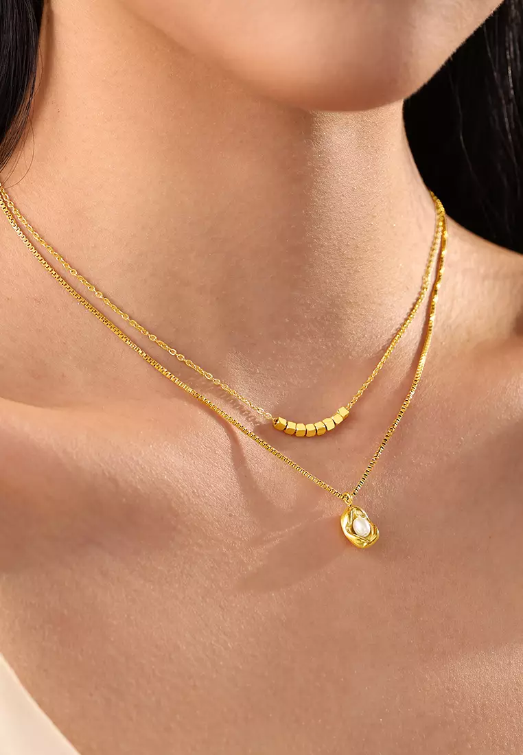 Kalung Wanita Korea Fashion Pearl Style Titanium Anti Pudar Original Kotak Indah Kalung Cewek