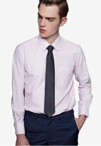 紳士品味。立體版型。條紋精紡商務襯衫-MIT-11002-粉紅條esprit台灣門市, 服飾, 商務襯衫