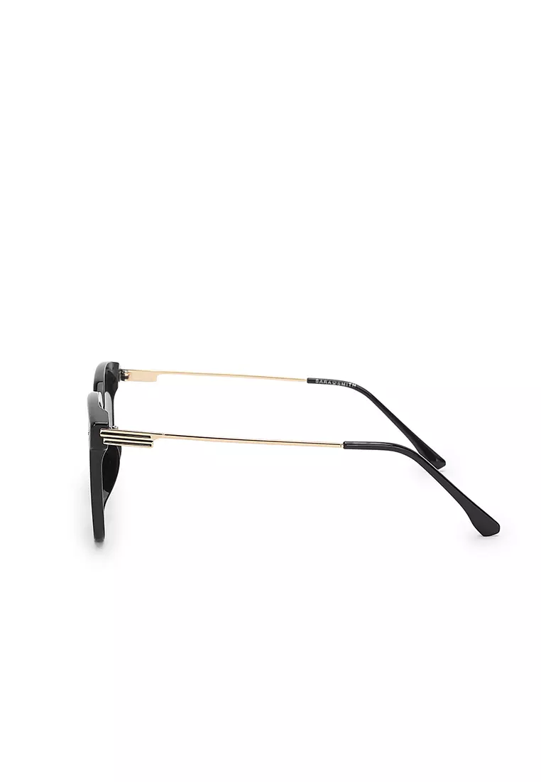 Unisex Fashion Sunglasses - Glossy Black / Grey-Orange