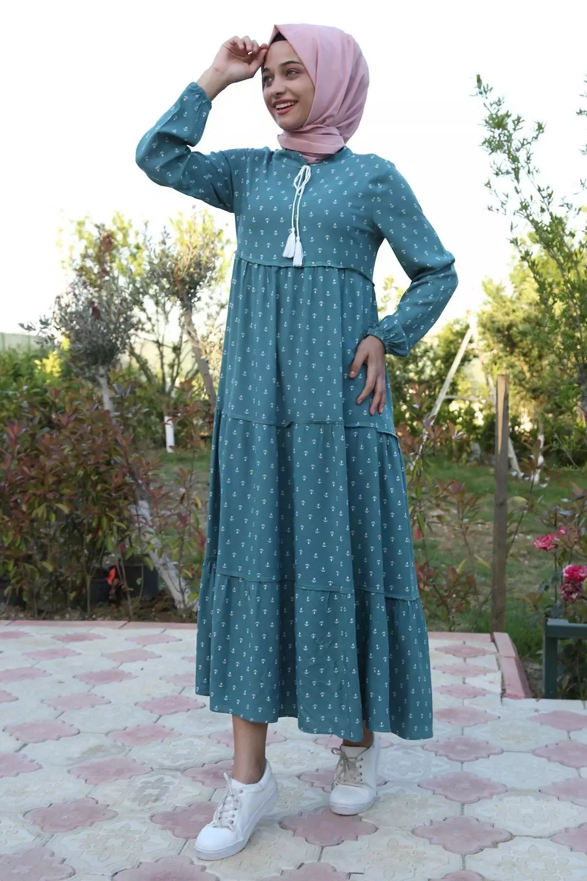 Modest Collar Maxi Dress