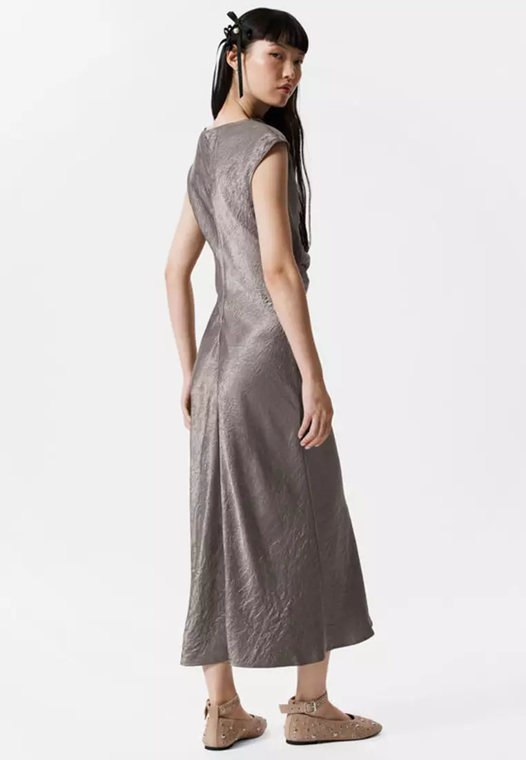 Bias-Cut Satin Midi Dress