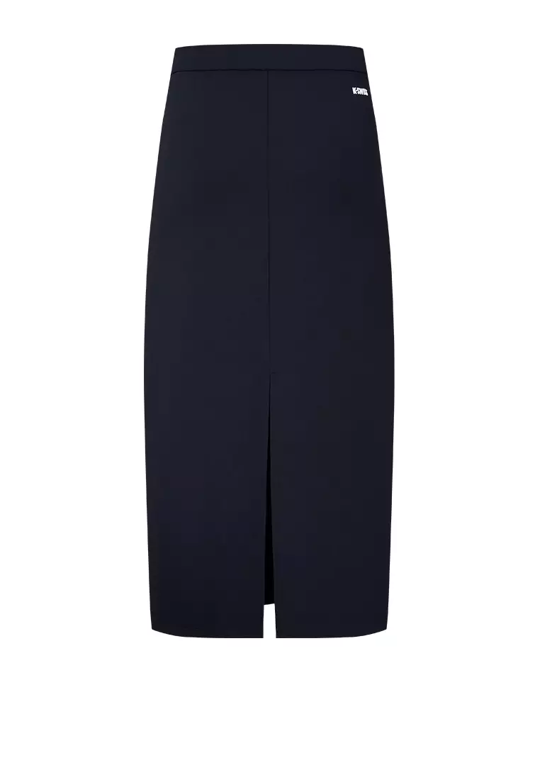 WOMEN'S K-SWISS LOGO SIDE STRIPED MIDI SKIRT