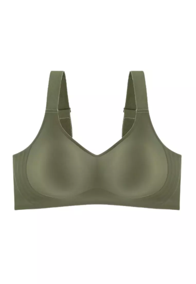 Premium Melinda Seamless Wireless Padded Support Bra in Green