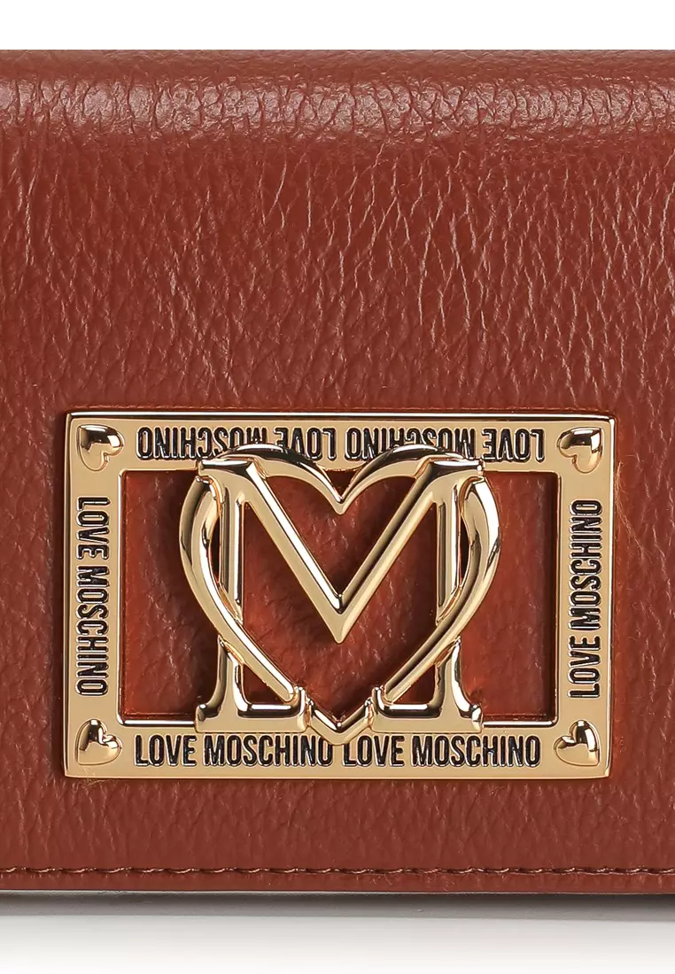 Locked in Gold Logo Plaque Bifold Wallet (nt)