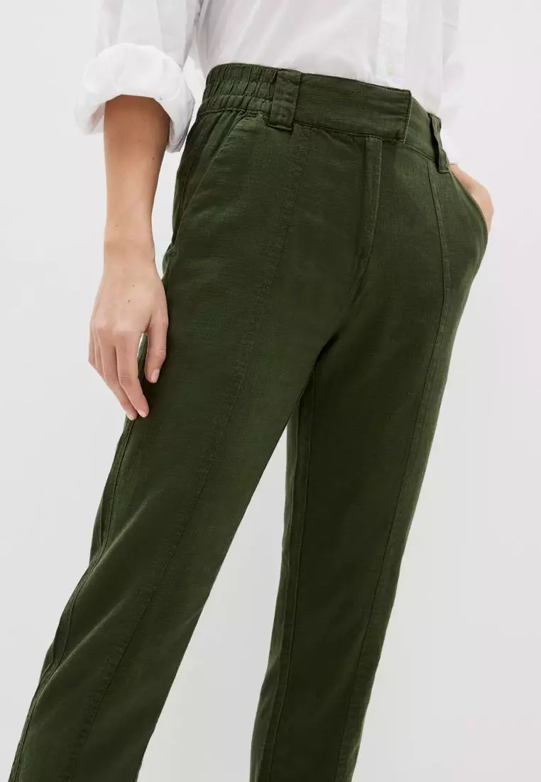 Buy NEXT Linen Blend Taper Trousers 2024 Online | ZALORA