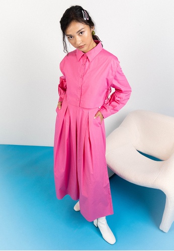 Lubna pink Cotton Two Piece Shirt Dress 46C67AA49D9652GS_1
