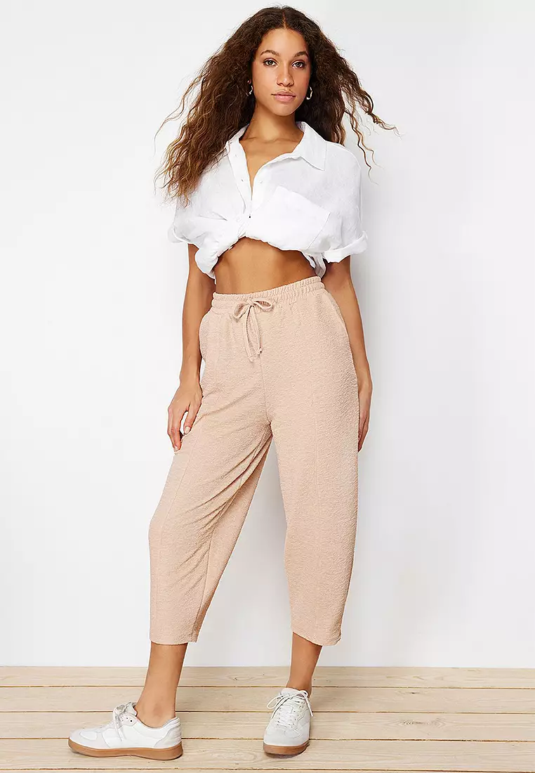 Elastic Crop Pants