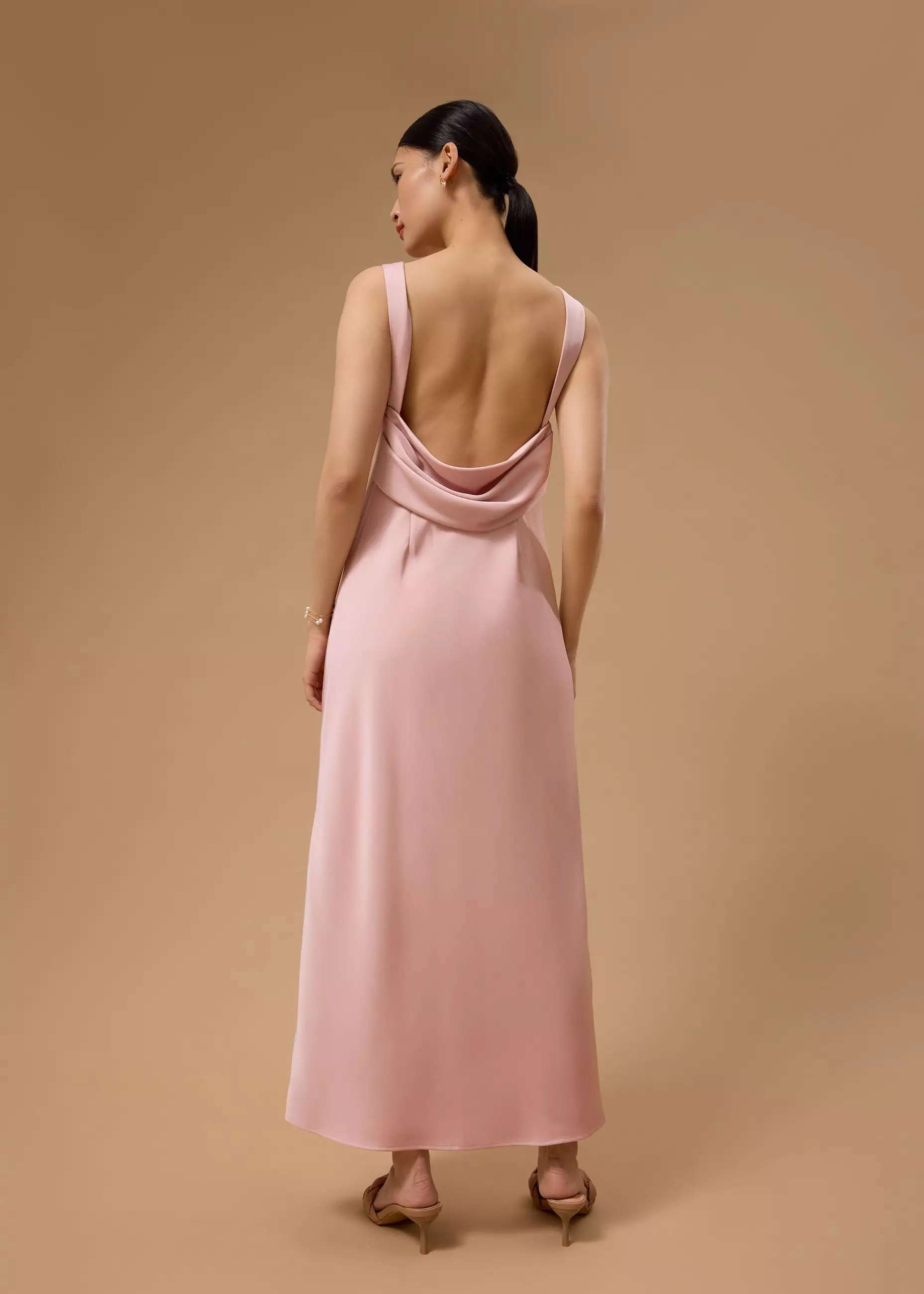 Dress Wanita - BraFree by LB Satin Cowl Neck Bias Cut Maxi Dress