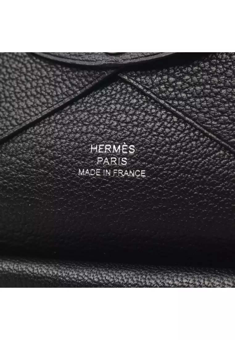 Hermes Calvi Duo Card Holder Black Chevre Leather – Mightychic