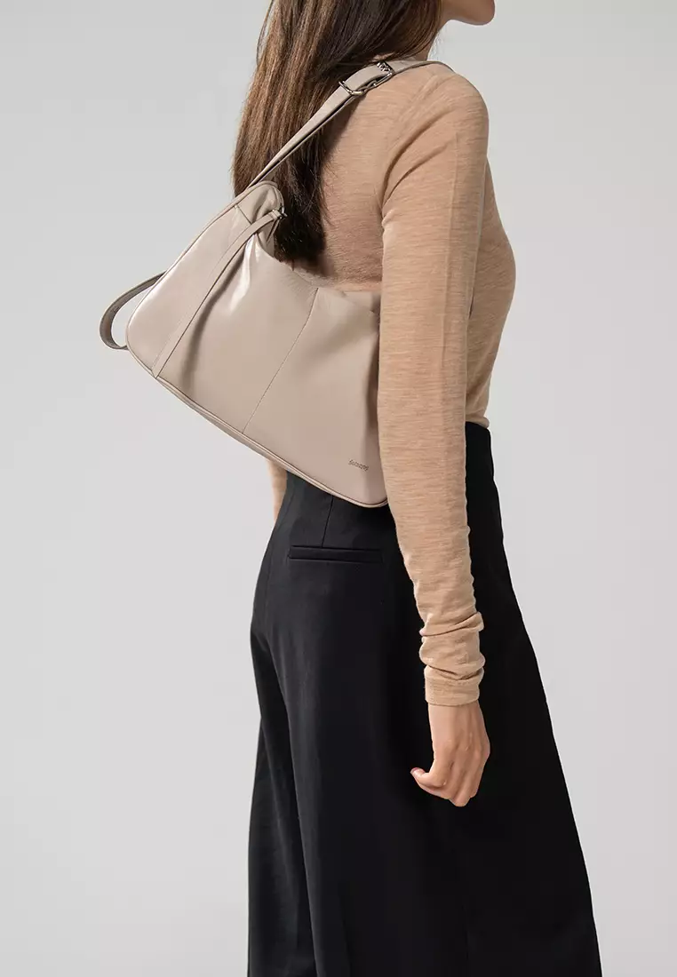 Slip Pockets Shoulder Bag - Almond