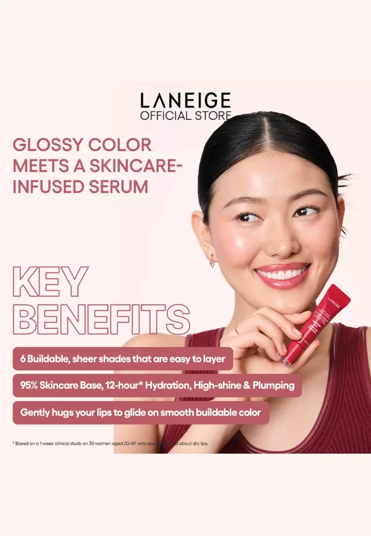 [New Launch] Laneige Glaze Craze Tinted Lip Serum (Maple Glaze) – 12G , comes in 6 buildable, donut-inspired flavours, Glossy lips, hydrating lips, tinted lips.