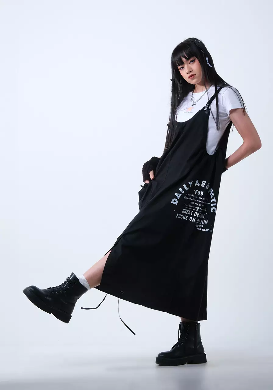 Overall Dress Wanita Thea Black