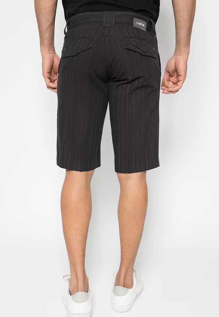 LGS - Celana Pendek Casual Pria Motif Garis Garis Short Slim - CSS.418.044.139.C