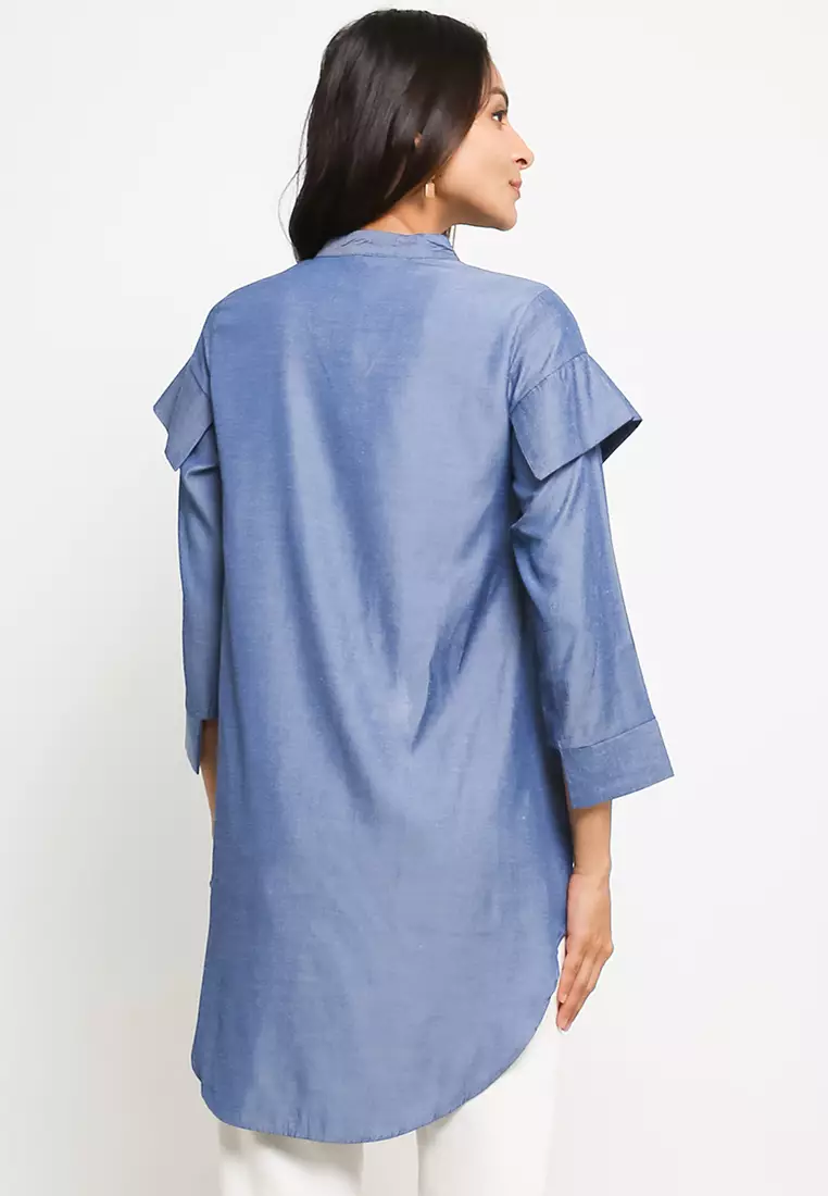 Luca Assymetrical Tunic In Navy