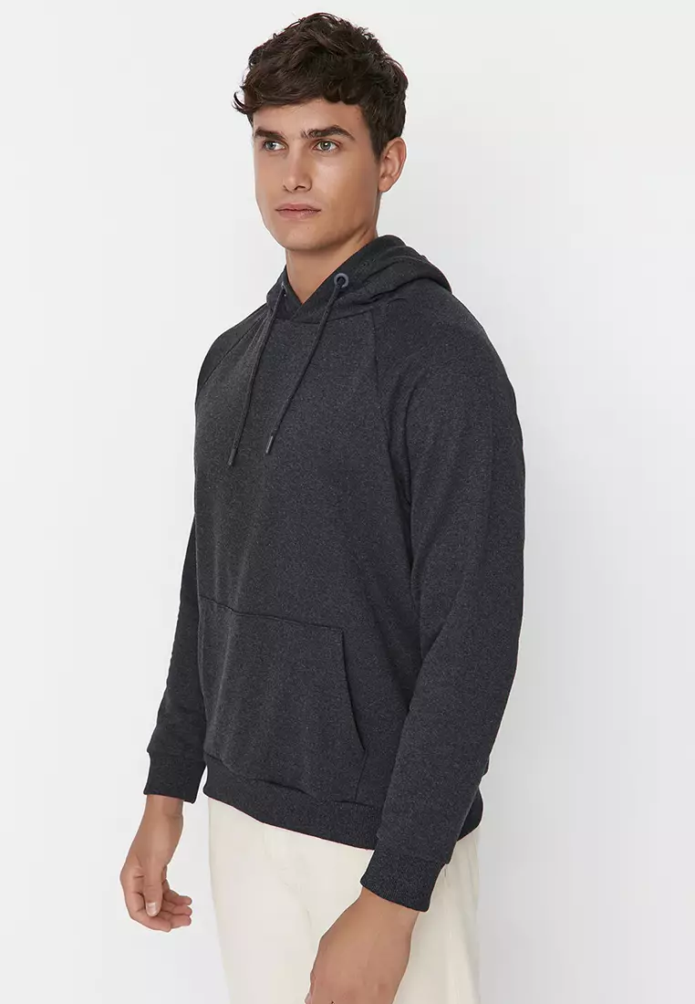 Buy Trendyol Basic Hooded Sweatshirt In Blue | 6thStreet UAE