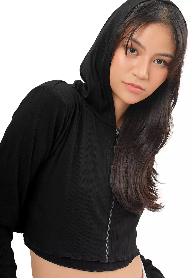Cropped Boxy Hoodie with Lettuce Edge