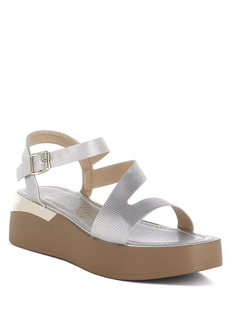 Chunky Flatform Sandals In Silver