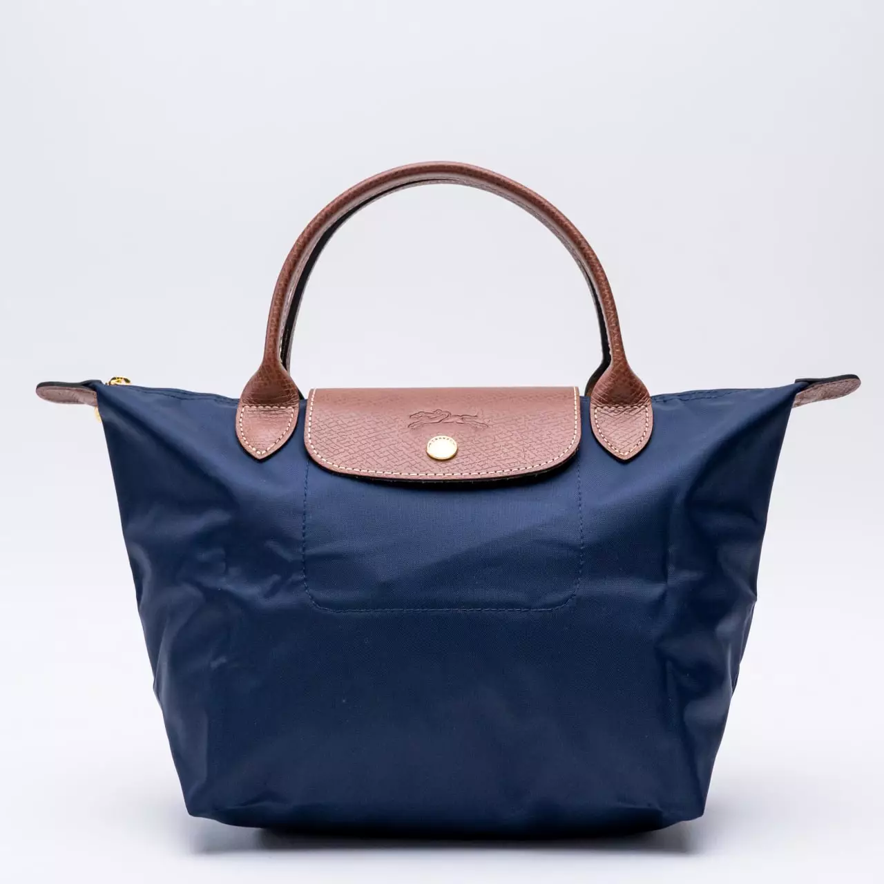 Le Pliage Original Small Top Handle Bag Navy/Brown