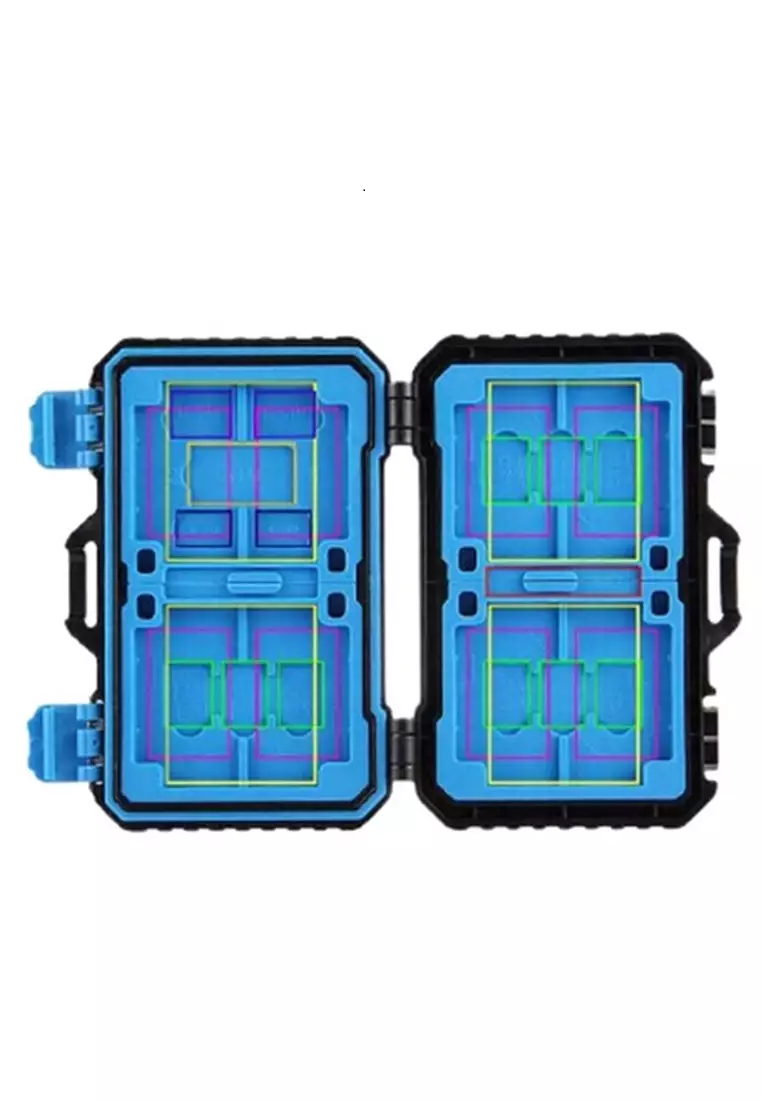 Grew Tas Kotak Penyimpanan Memory Card Design Mini Suitcase Waterproof  Material Plastic ORIGINAL - Black