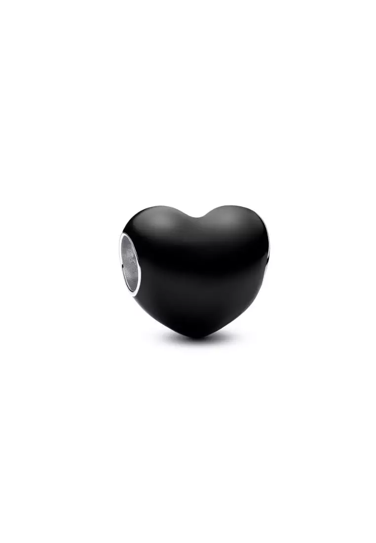 Metallic Black Heart Charm