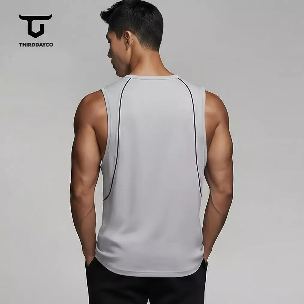 THIRDDAY Kaos Singlet Gym Pria Lekbong curvelines AirStretch - abu muda MTZ49