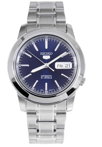 Jual Seiko Seiko 5 Automatics 21 Jewels Blue Dial Snke51k1 Stainless Steel Silver Original Zalora Indonesia