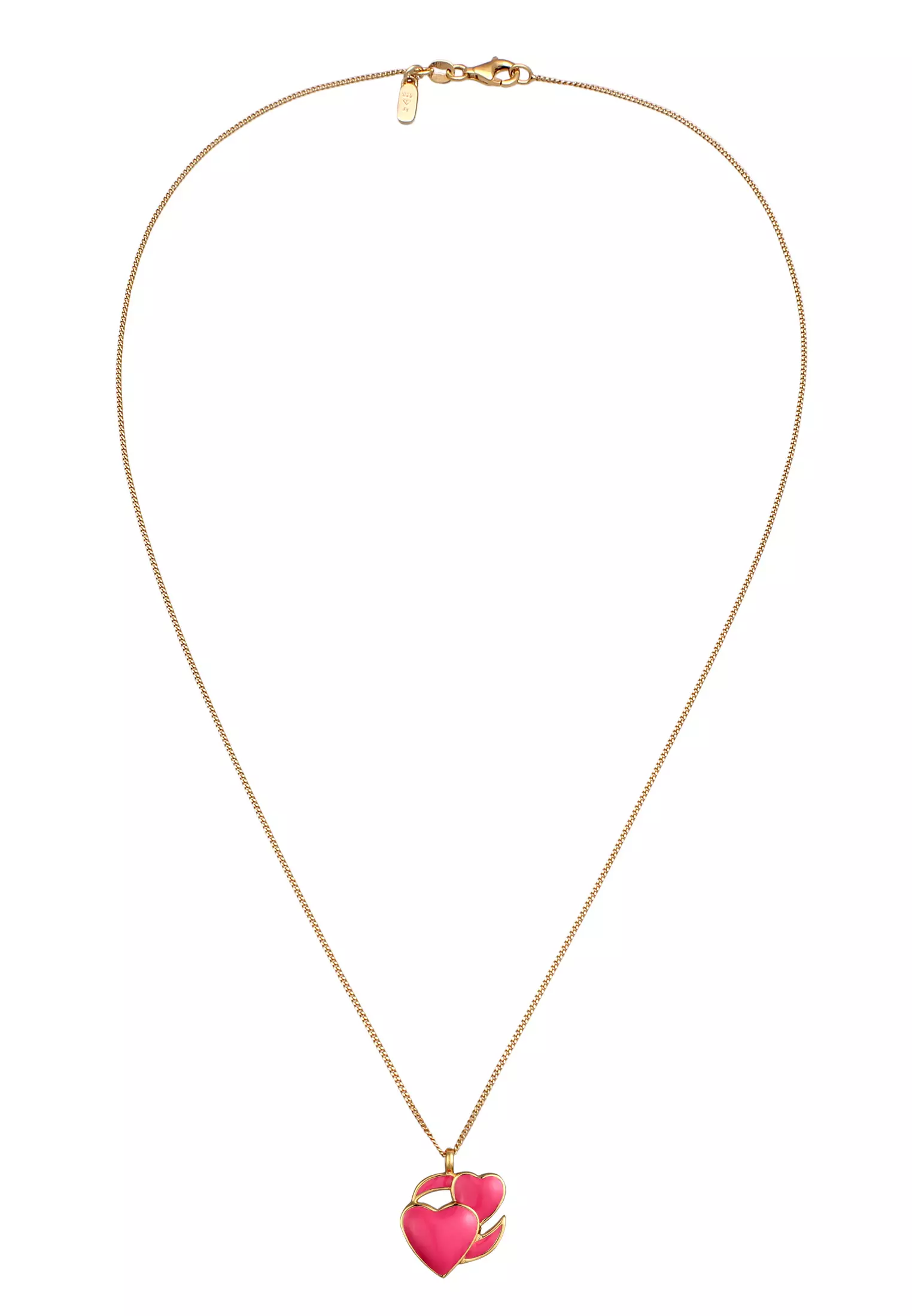 项链心形吊坠细链珐琅镀金