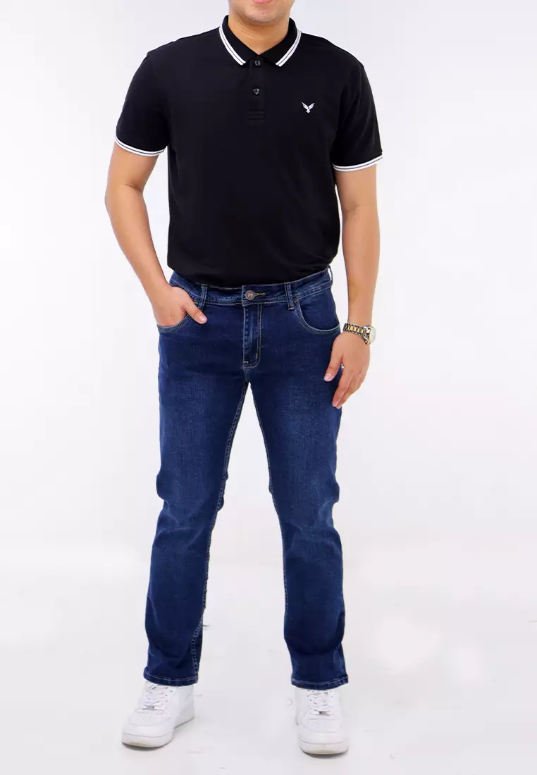 Denim Long Pants Slim Tapered Fit Stretch