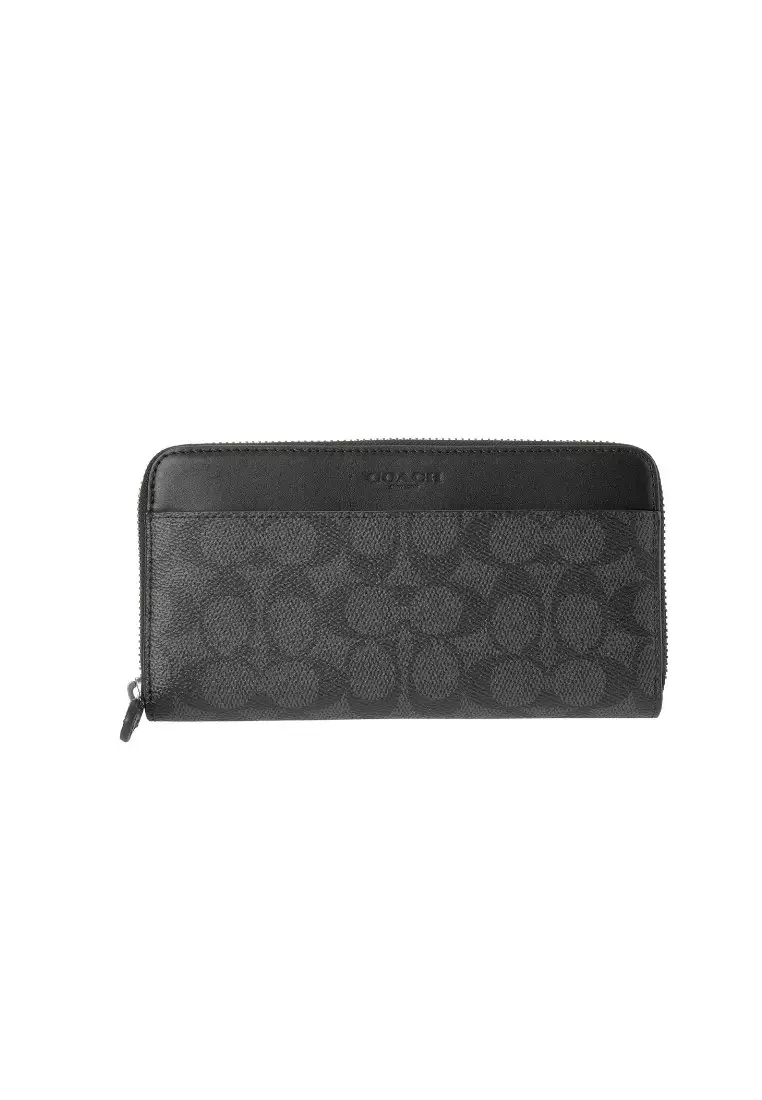 現行品✨完売✨COACH Accordion Wallet BLACK COACH Coach Accordion Wallet With Signature Canvas(CY405) - QB