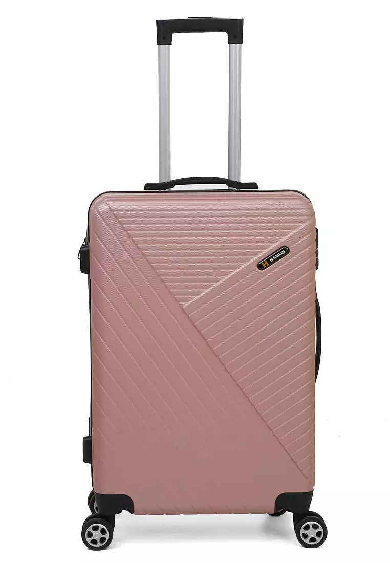 Isvara Tas Koper Hardcase Fiber One Set Unisex Large Compartment Suitcase Code Lock System Material ABS+PVC Coated ORIGINAL - Pink