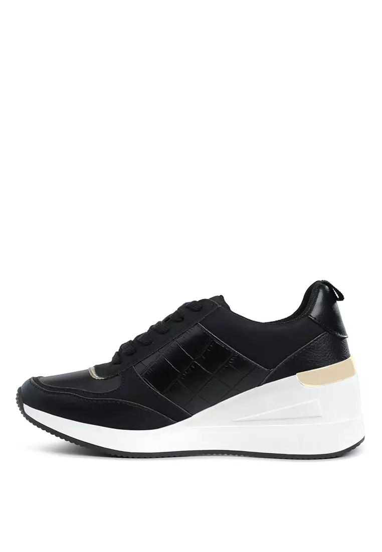 Chunky Wedge Heel Sneaker in Black