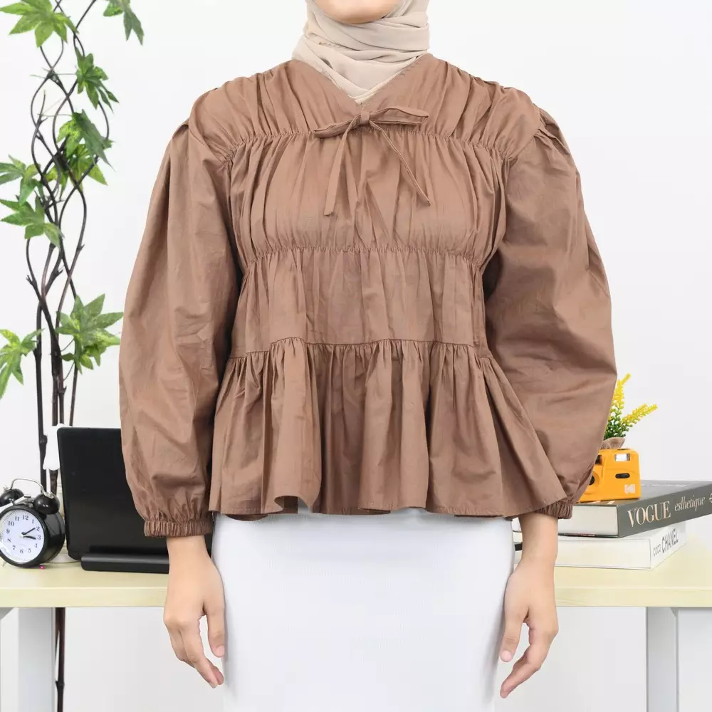 Liora Rubber Blouse - Soft Mahogany M19572 R91S6