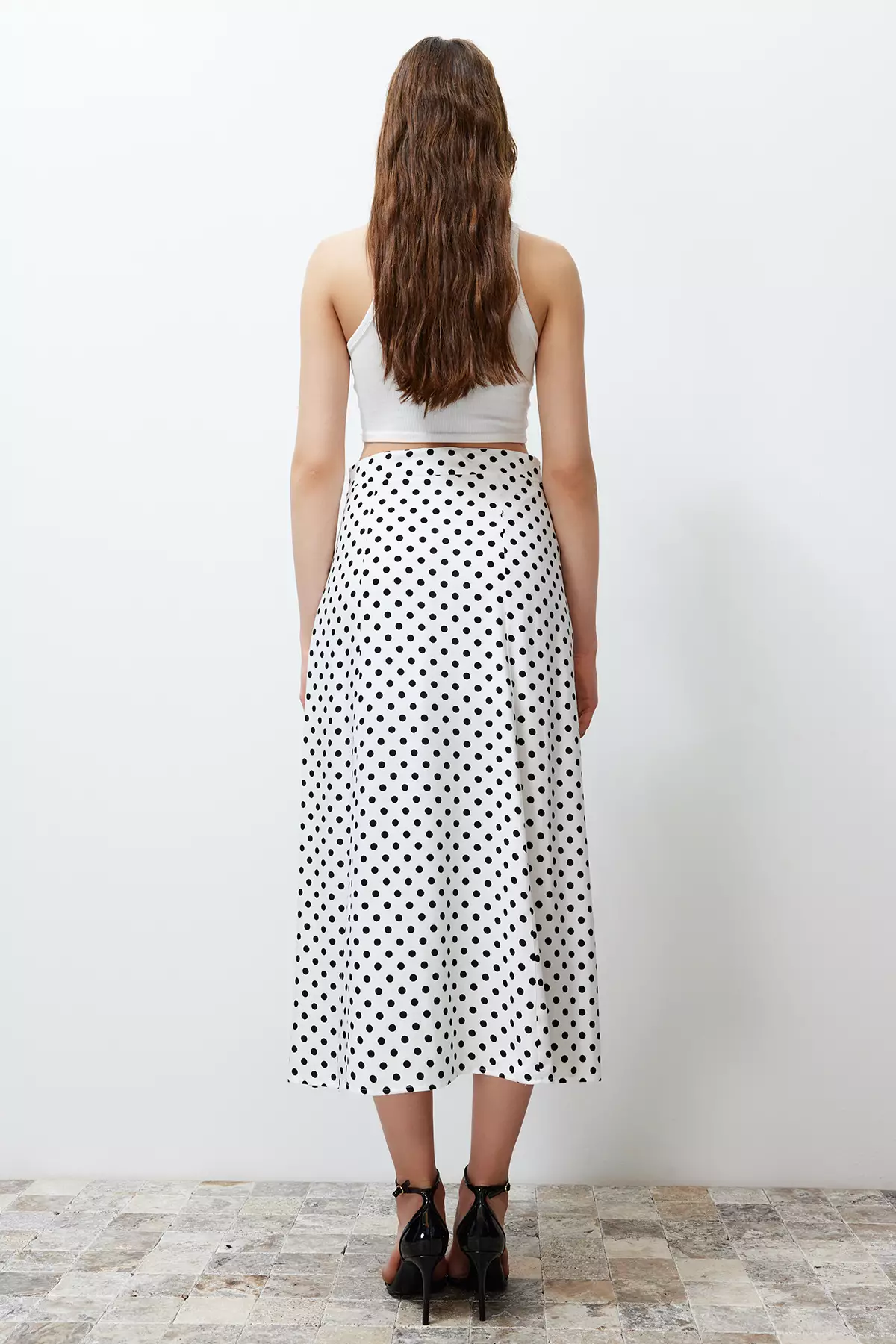 Polka Dot Slit Skirt