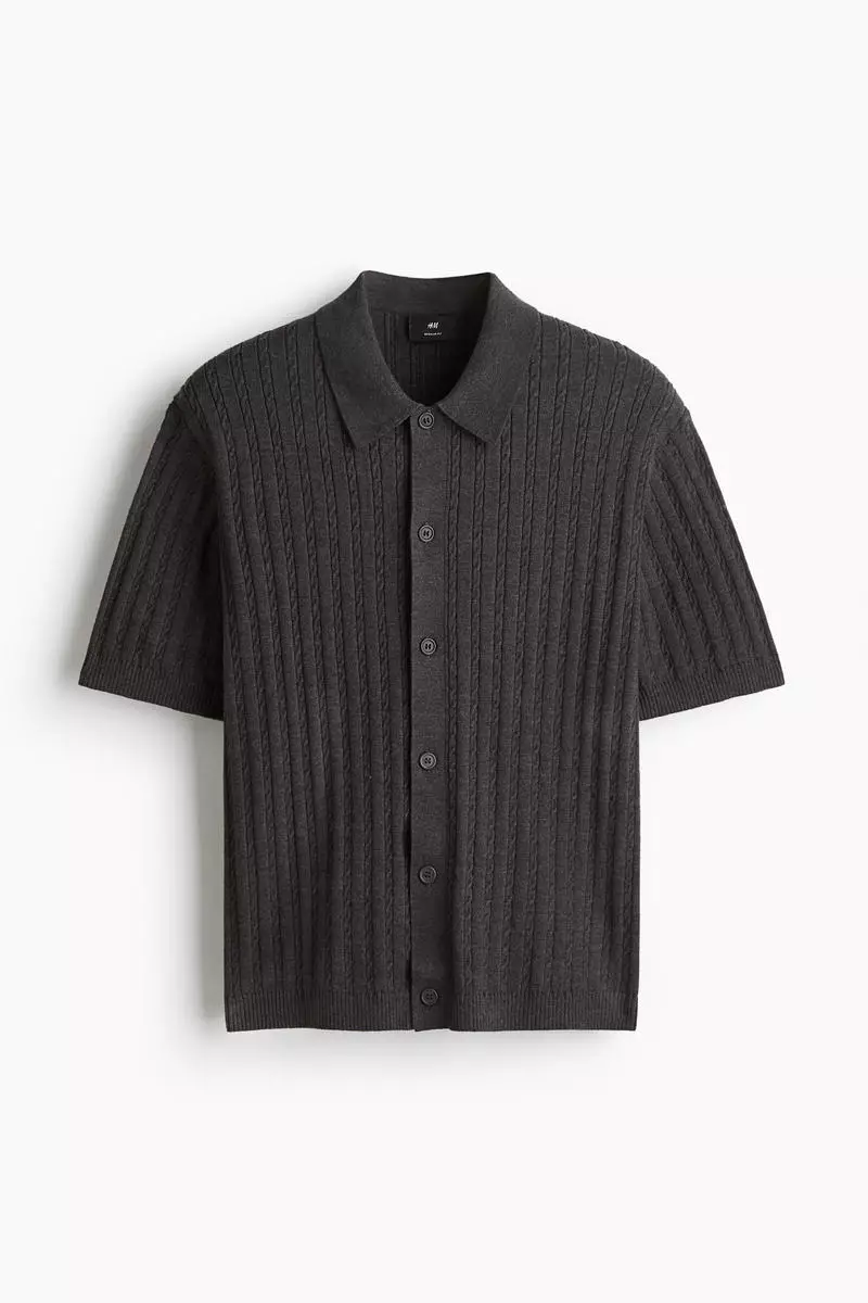 Regular Fit Cable-knit short-sleeved shirt