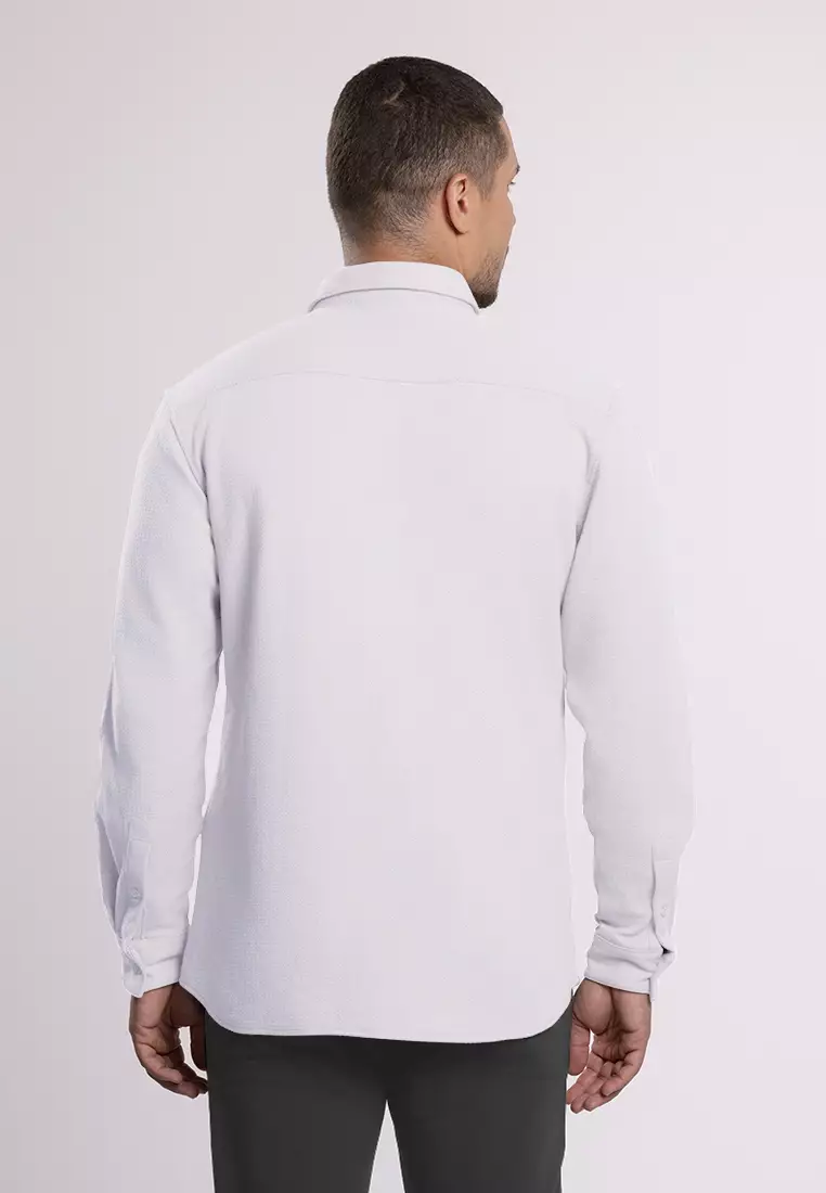 MOC - Kemeja Polos Pria Lengan Panjang Skye -  White